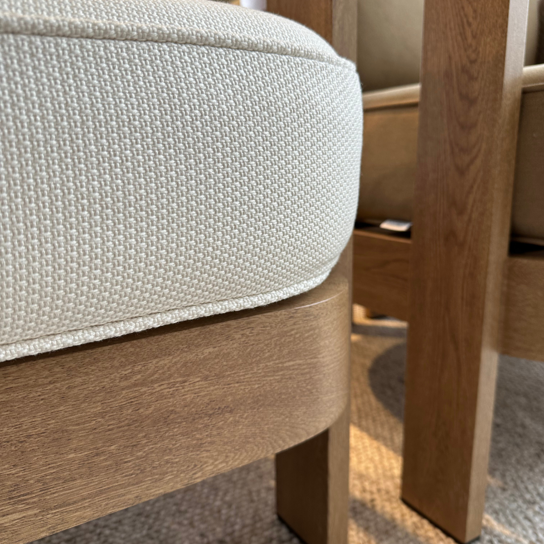 N3 Oak Three Seater Sofa Cirrus Textured Weave - Image 4