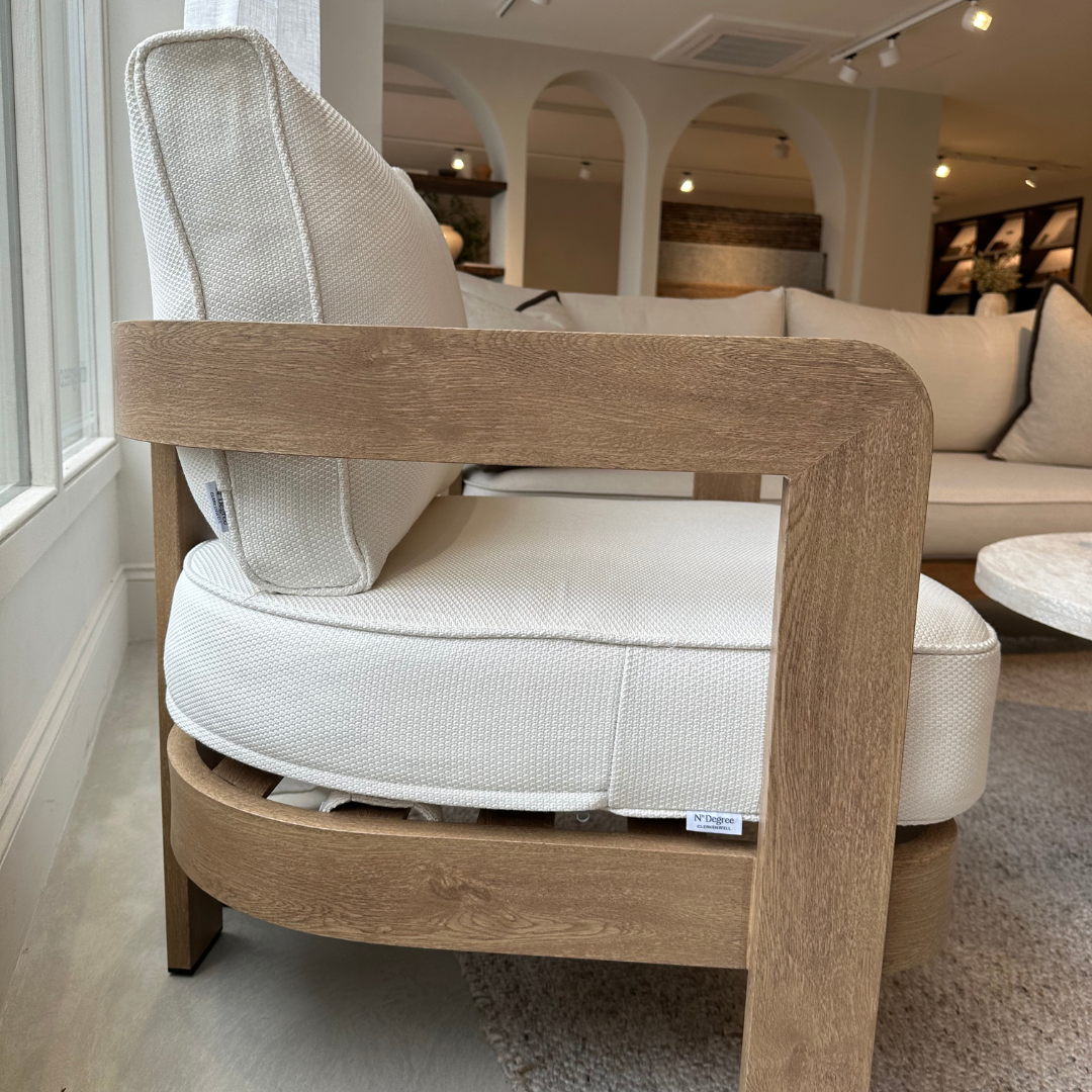 N3 Oak Lounge Chair Cirrus Textured Weave - Image 5