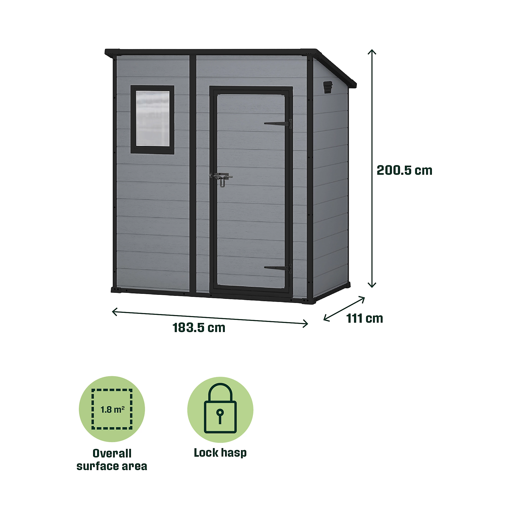 Klikstrom Senner 6x4 ft Pent Grey Shed with floor & 1 window - Image 4