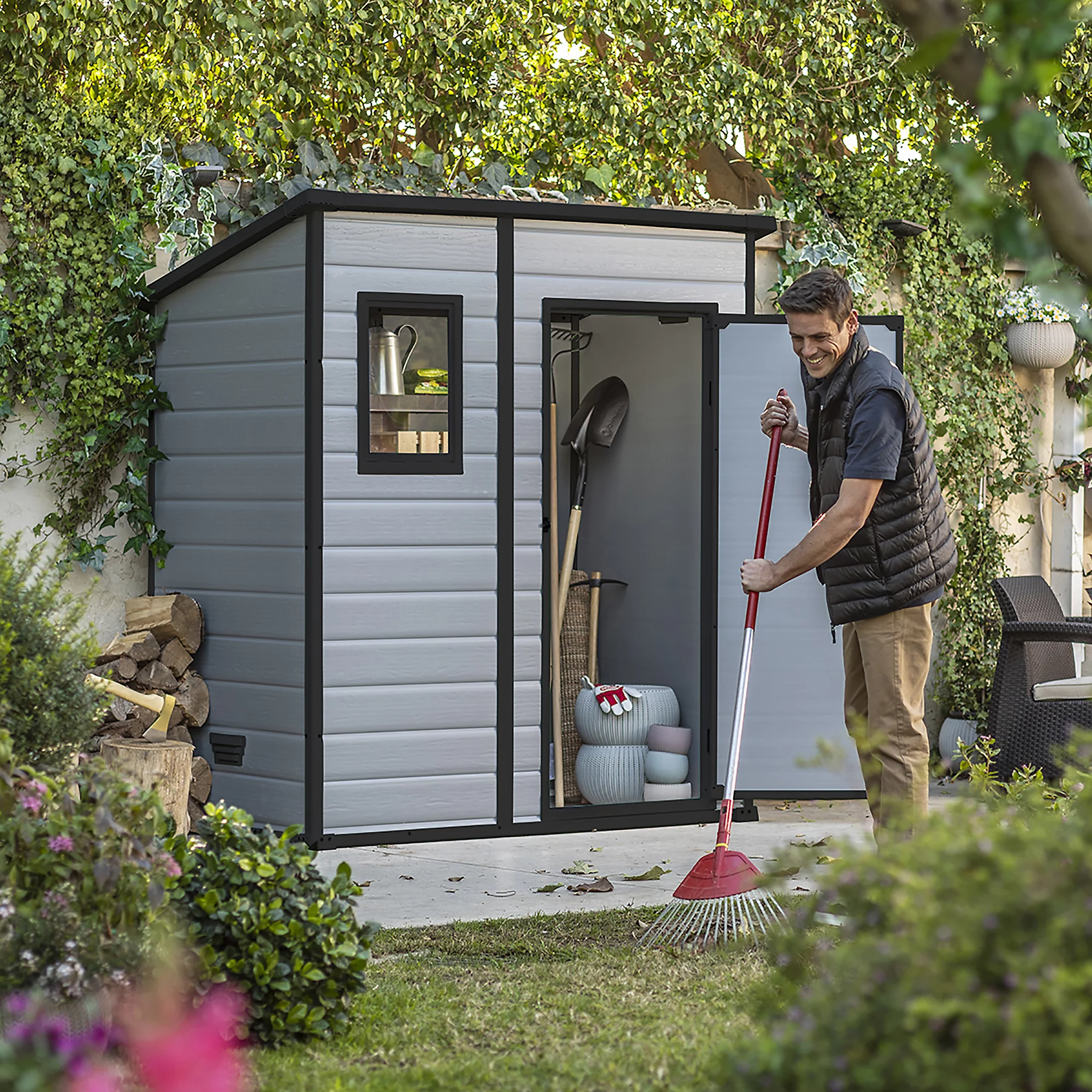 Klikstrom Senner 6x4 ft Pent Grey Shed with floor & 1 window - Image 7